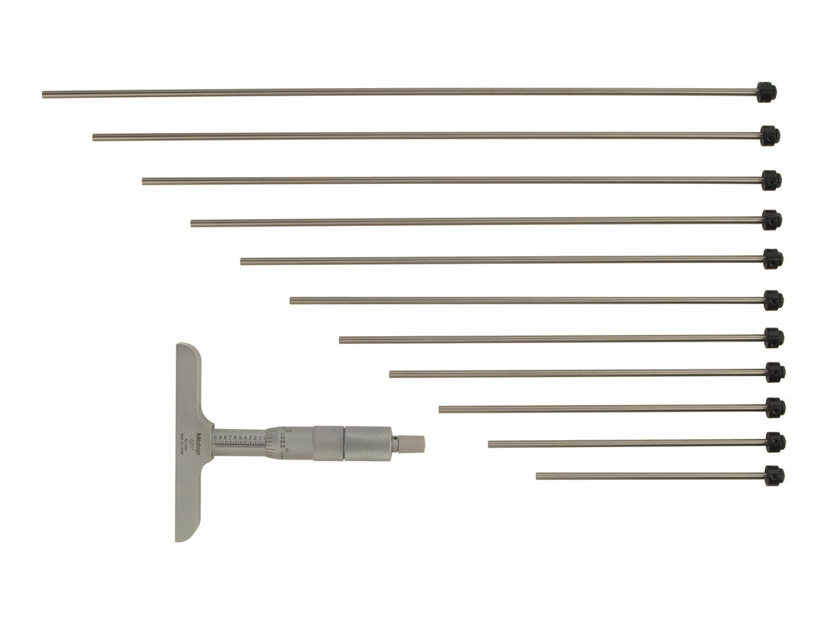 Highly Accurate Mitutoyo Mechanical Depth Micrometer made for taking depth gage measurements in a mechanical micrometer style.
